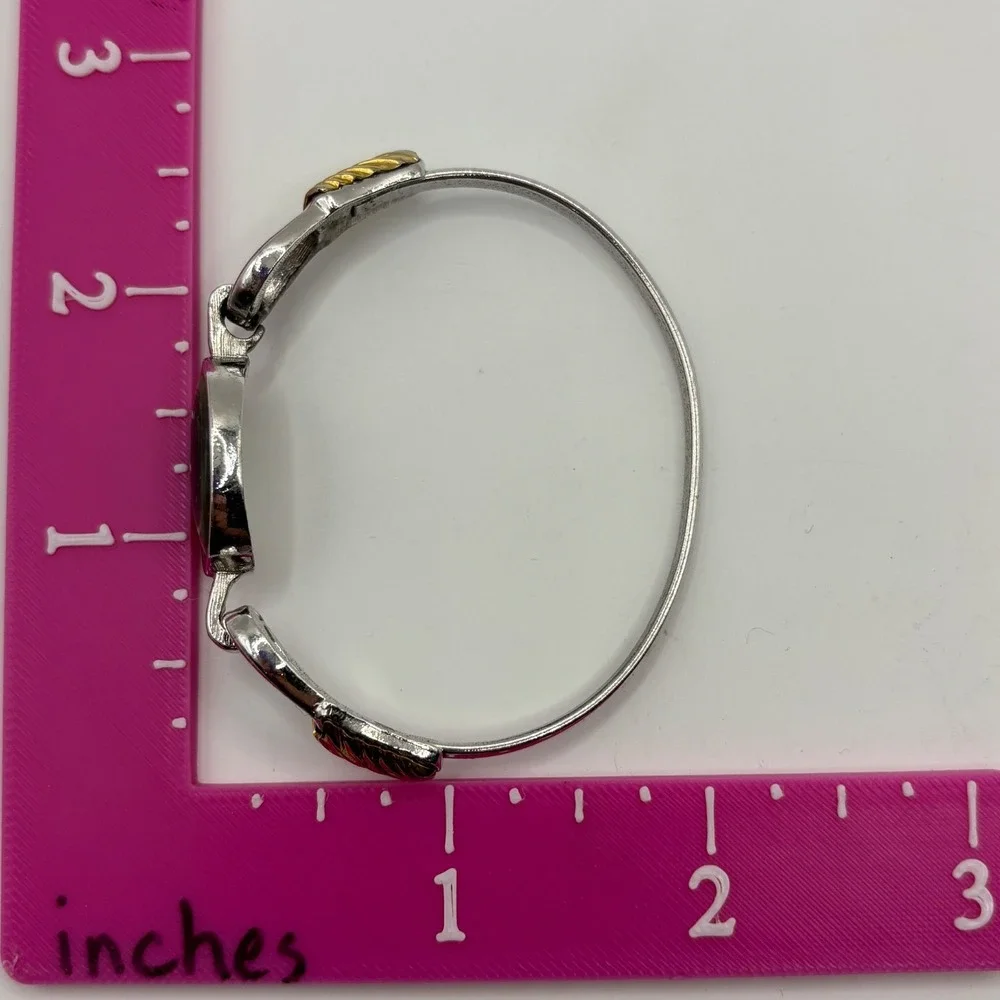 Vintage Abalone Avon Silver Gold Two Tone Hinged Bracelet
